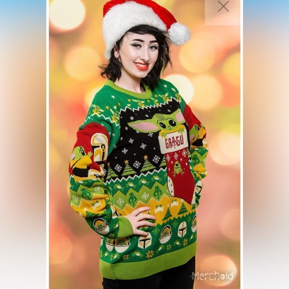 Star Wars:
Away on A Razorcrest Baby Yoda/Grogu Christmas Sweater NWT 3xl size